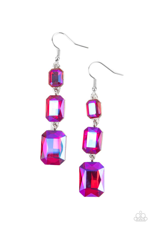 Cosmic Red Carpet Pink Multi Oil Spill Earrings