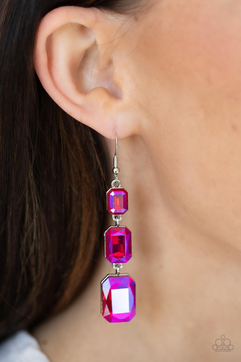 Cosmic Red Carpet Pink Multi Oil Spill Earrings