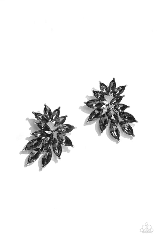 Fire Hazard Gunmetal Rhinestone Earrings