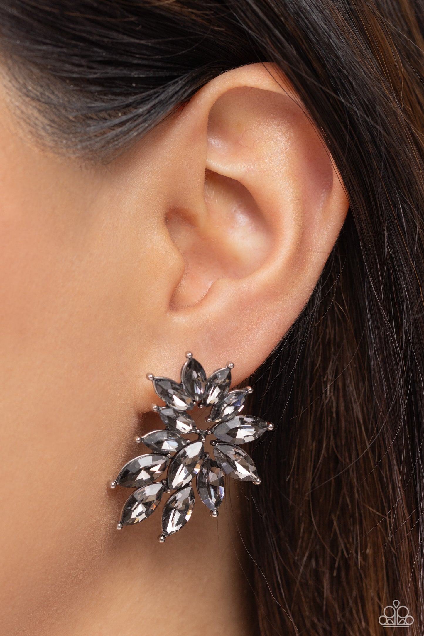 Fire Hazard Gunmetal Rhinestone Earrings