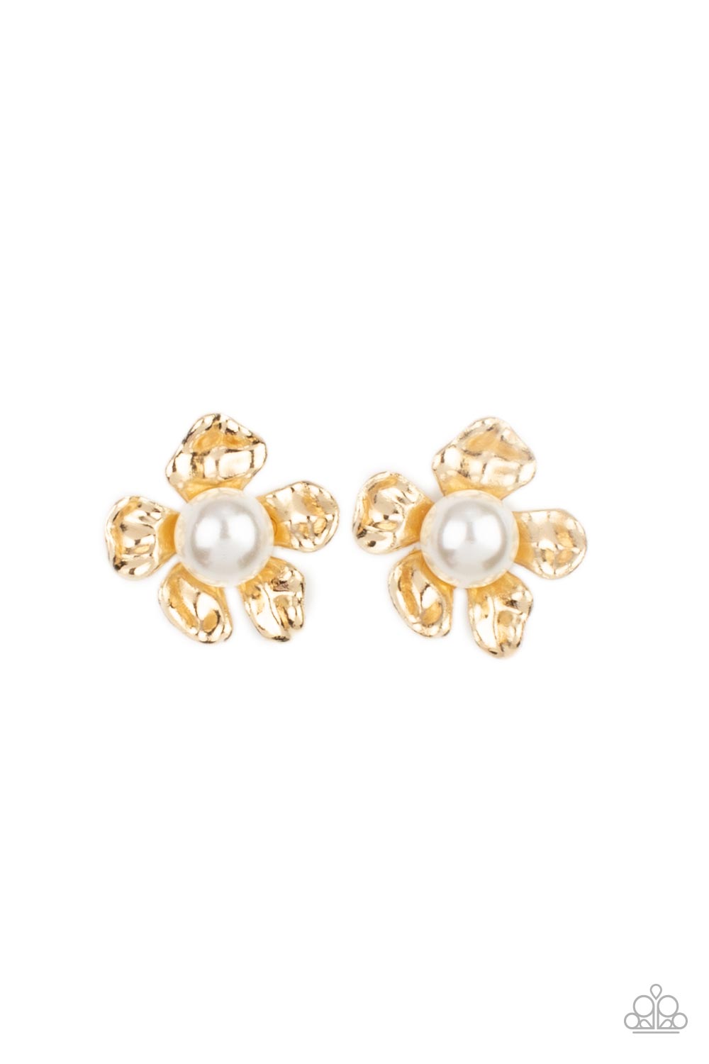 Apple Blossom Pearls Gold Post Earrings