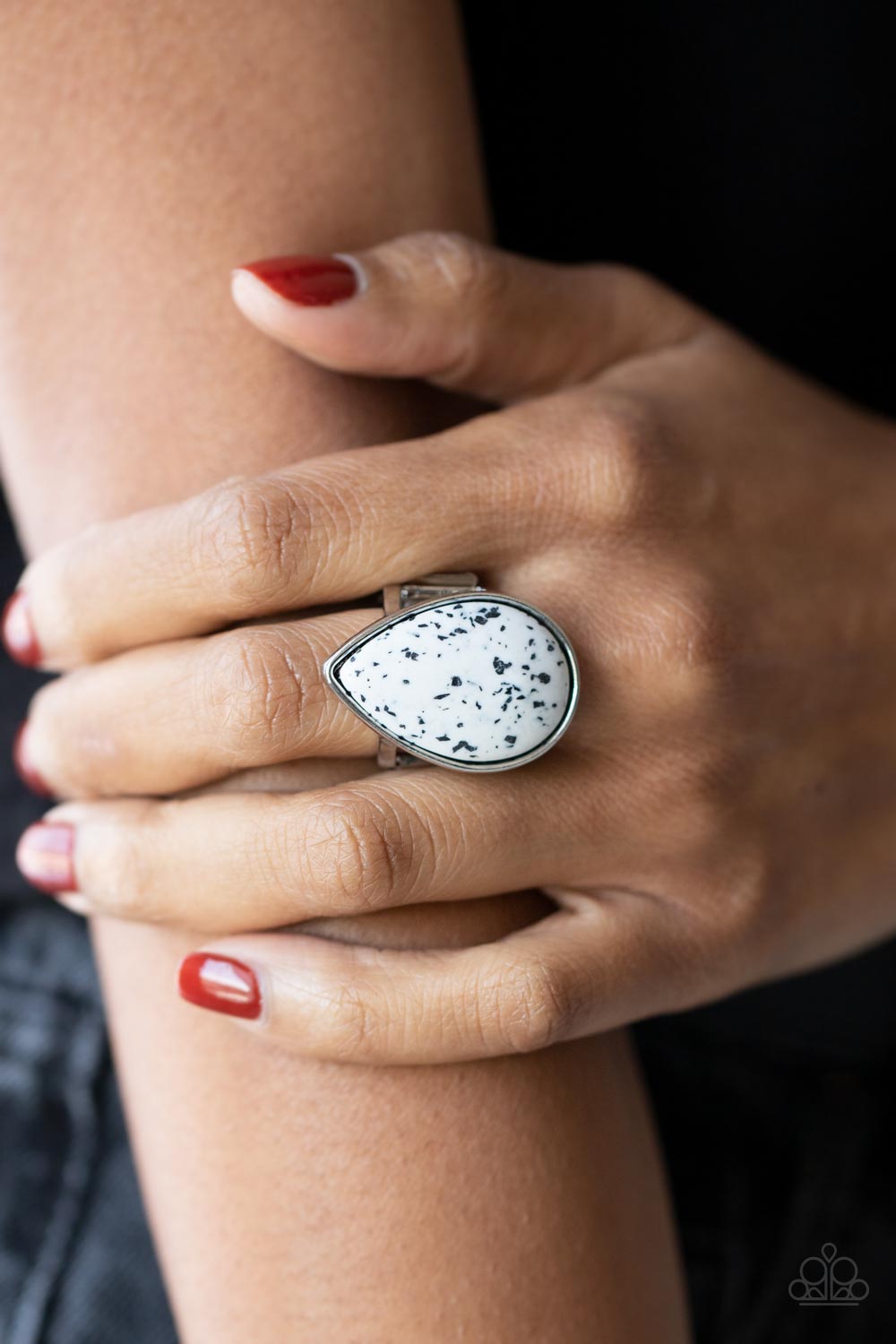 Stormy Sunrise White Marble Ring