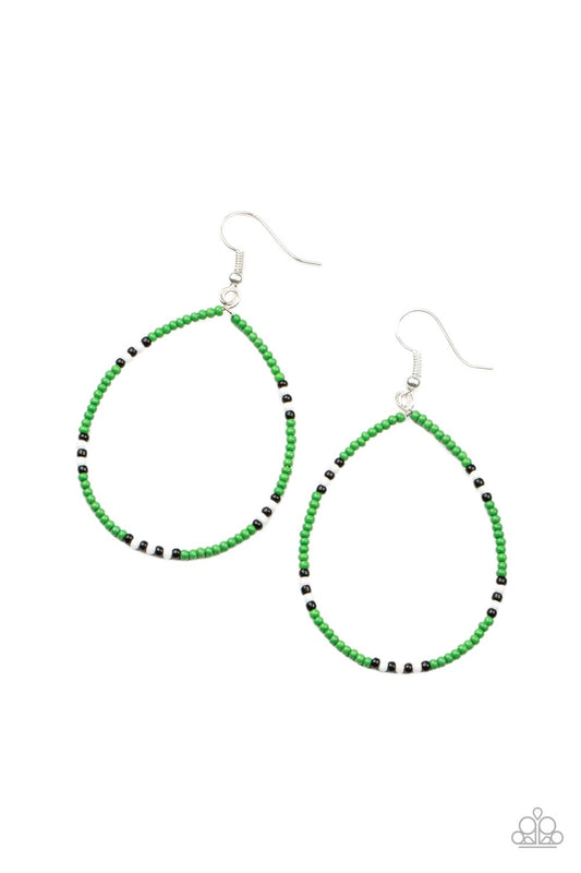 Keep Up The Good BEADWORK Green Seedbead Earrings