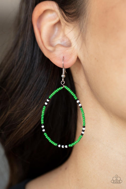 Keep Up The Good BEADWORK Green Seedbead Earrings