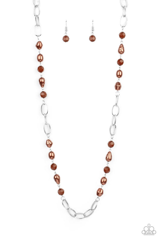 Tea Party Tango Long Brown Necklace