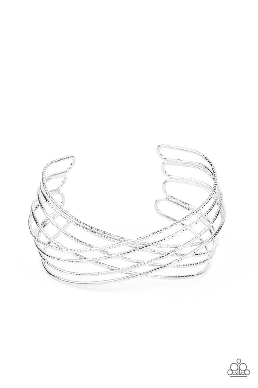 Strike Out Shimmer Silver Cuff Bracelet