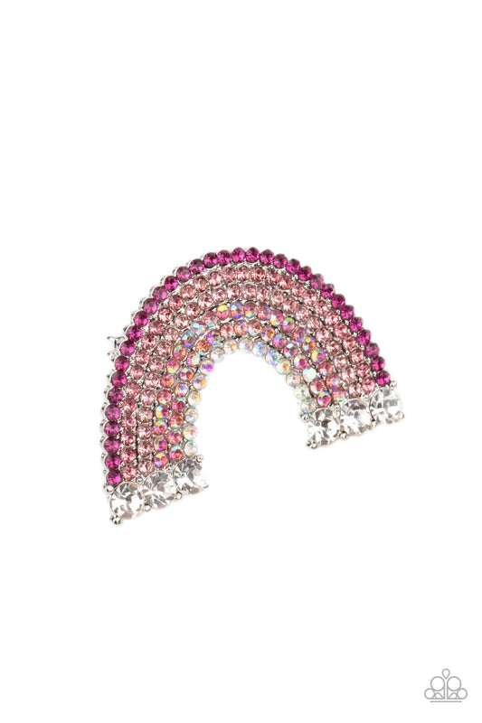 Somewhere Over The RHINESTONE Rainbow Pink Hair Clip