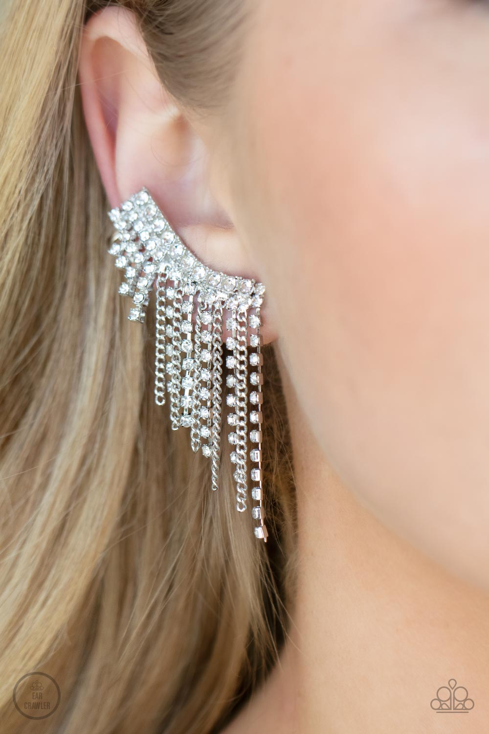 Thunderstruck Sparkle Silver Ear Crawlers