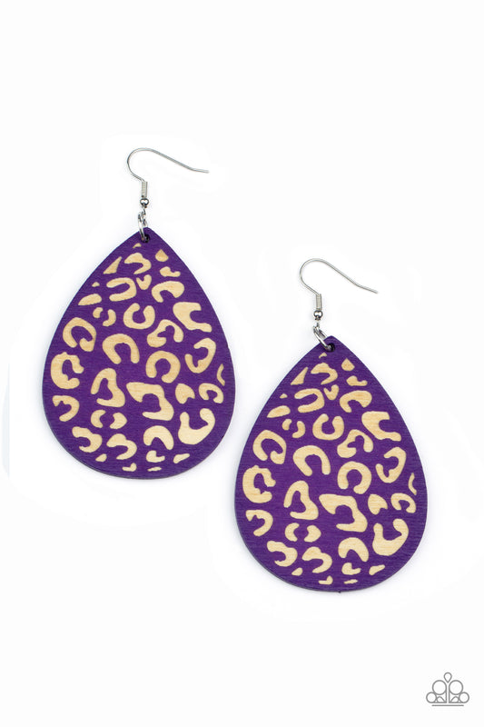 Suburban Jungle Purple Wood Earrings