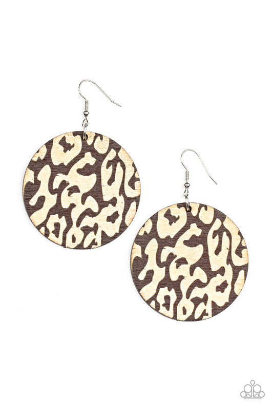 Catwalk Safari Brown Wood Earrings