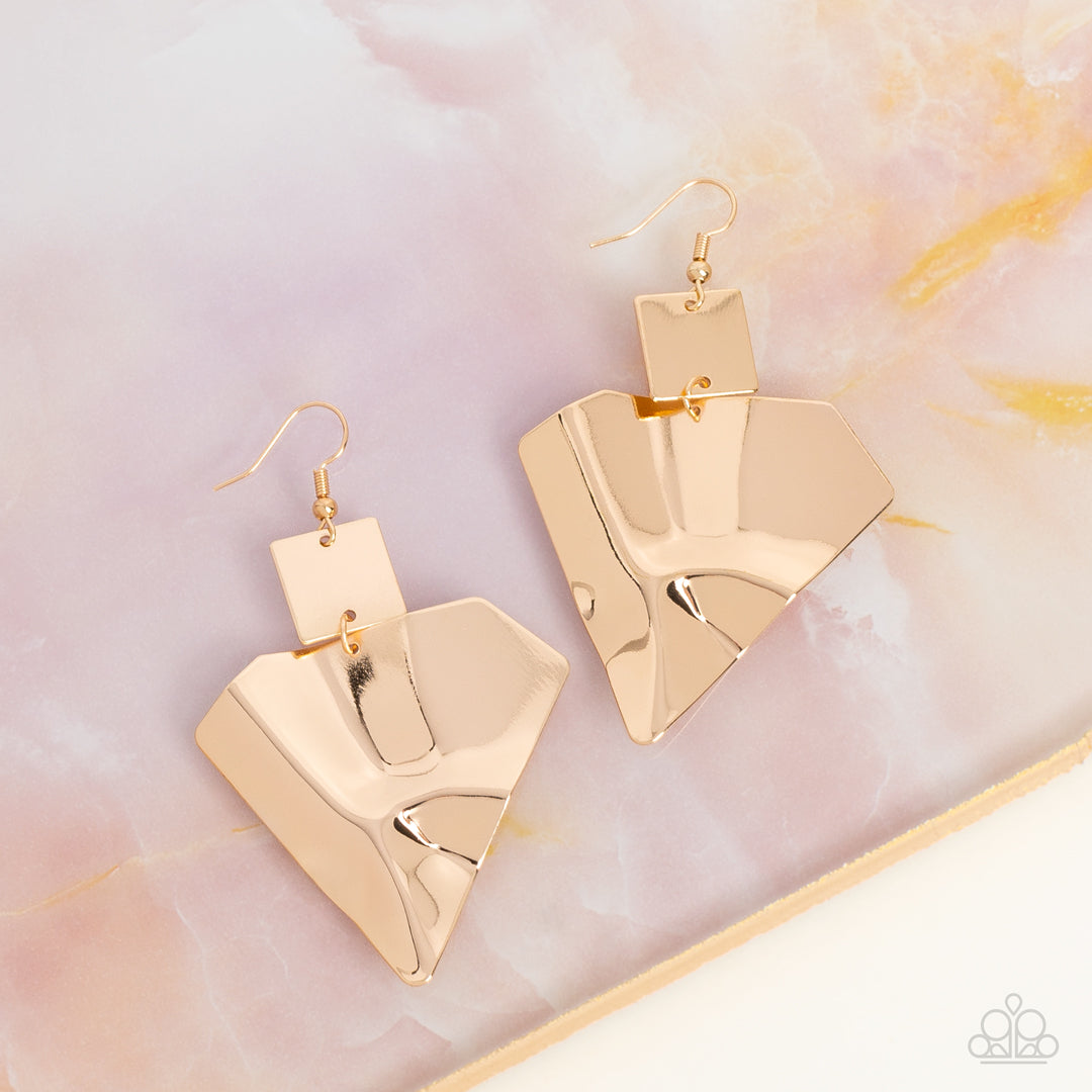 Deceivingly Deco Gold Earrings