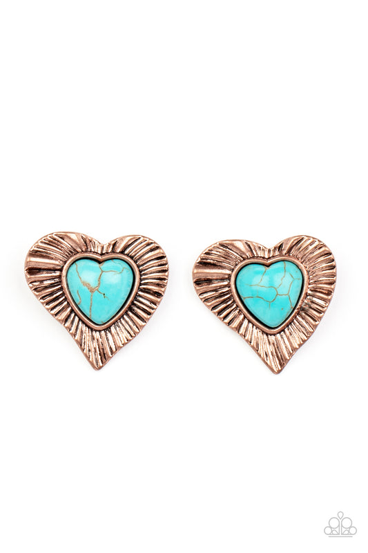 Rustic Romance Copper Heart Earrings