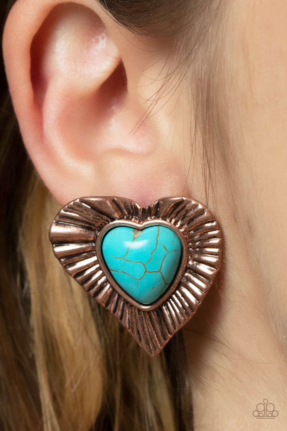 Rustic Romance Copper Heart Earrings