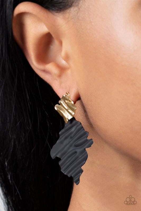 Crimped Couture Gold Post Earrings