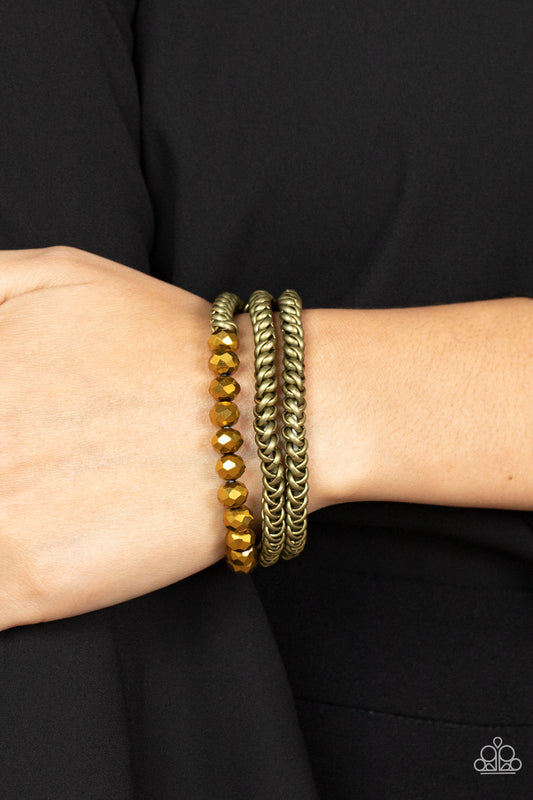 Gutsy and Glitzy Brass Bracelet Set