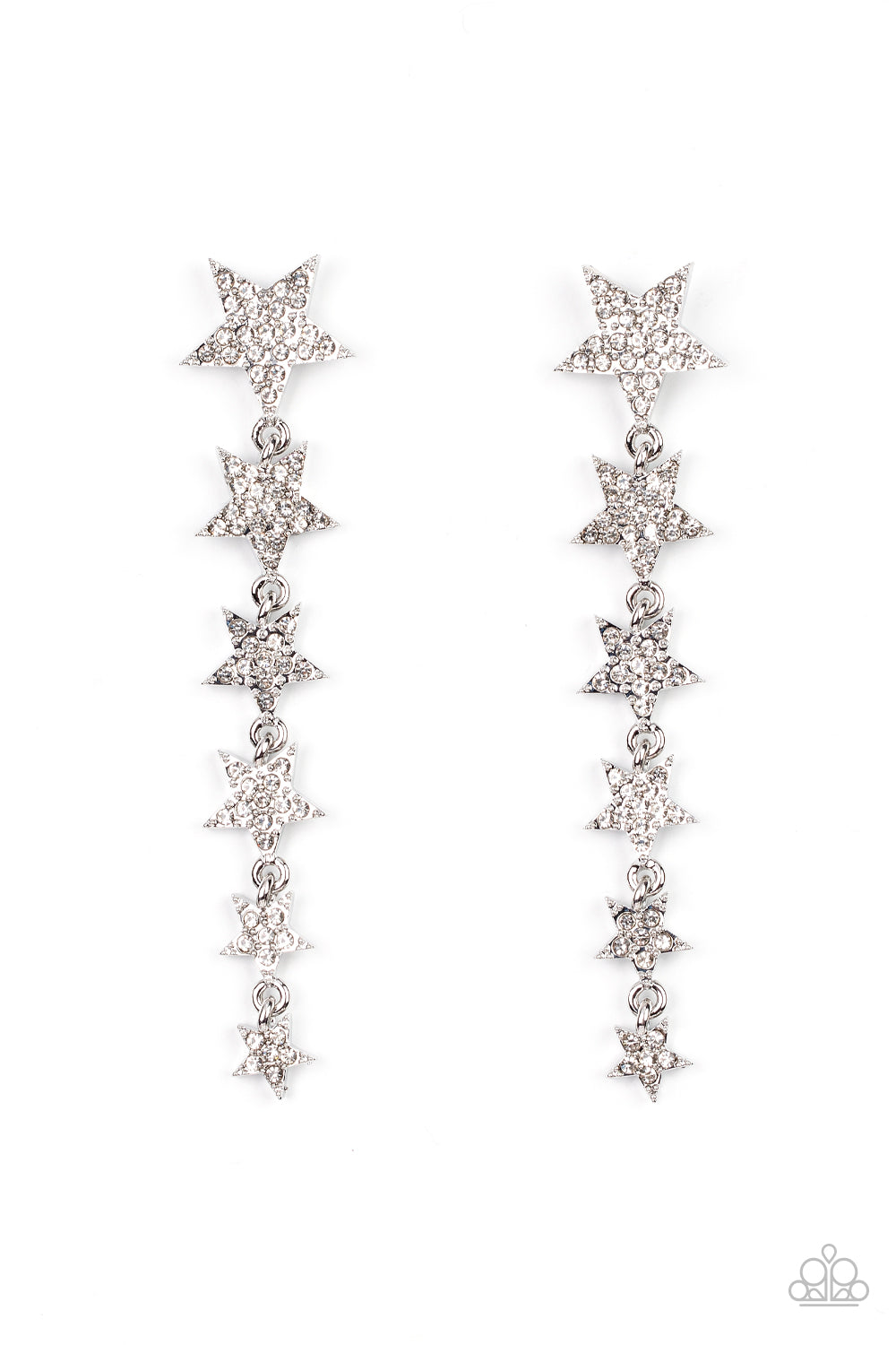 Americana Attitude Silver Rhinestone Star Earrings