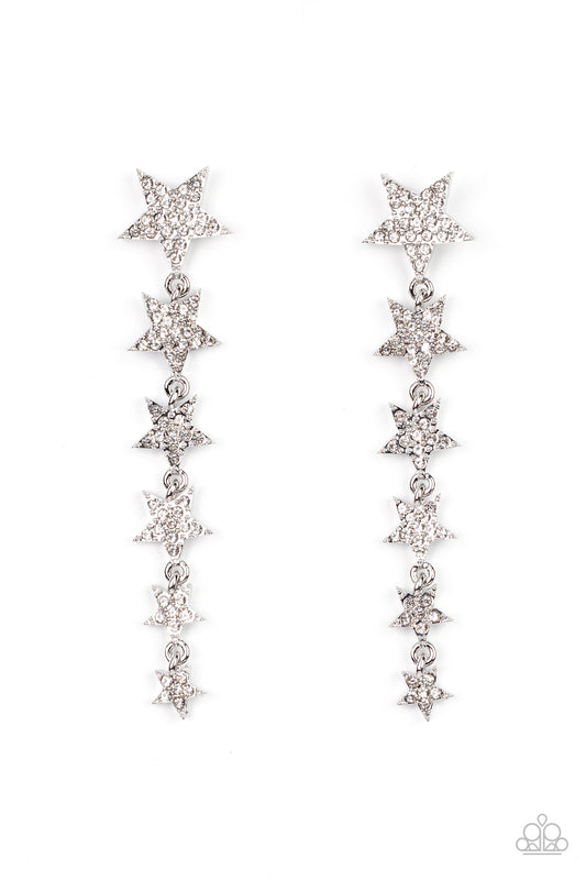 Americana Attitude Silver Rhinestone Star Earrings