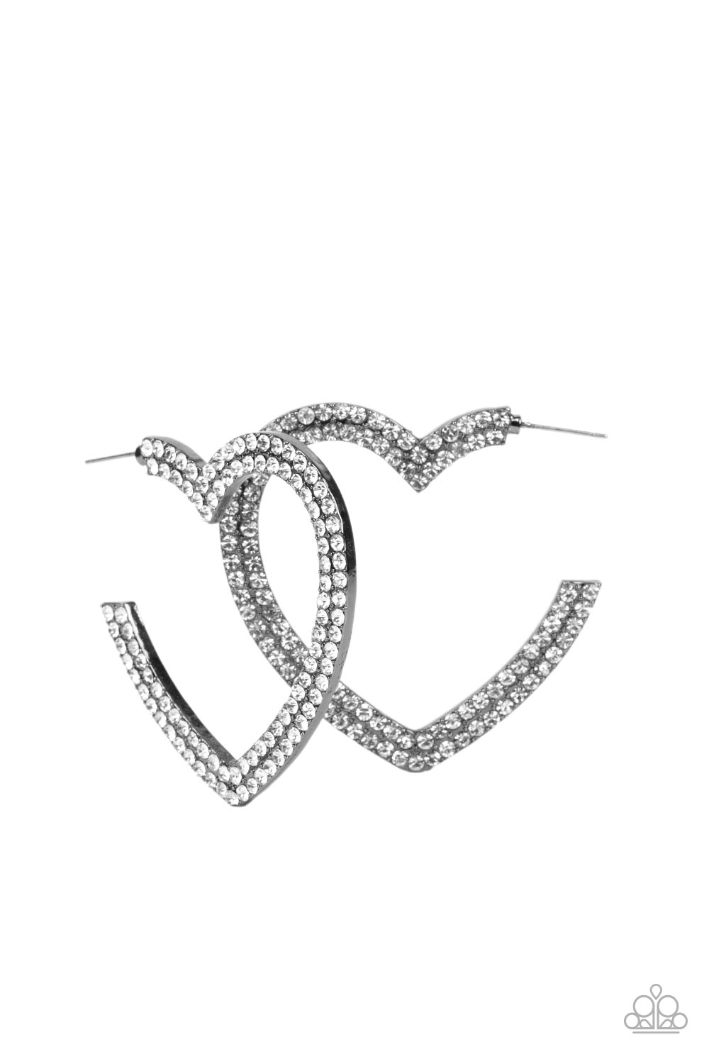 AMORE to Love Gunmetal Heart Bling Hoops