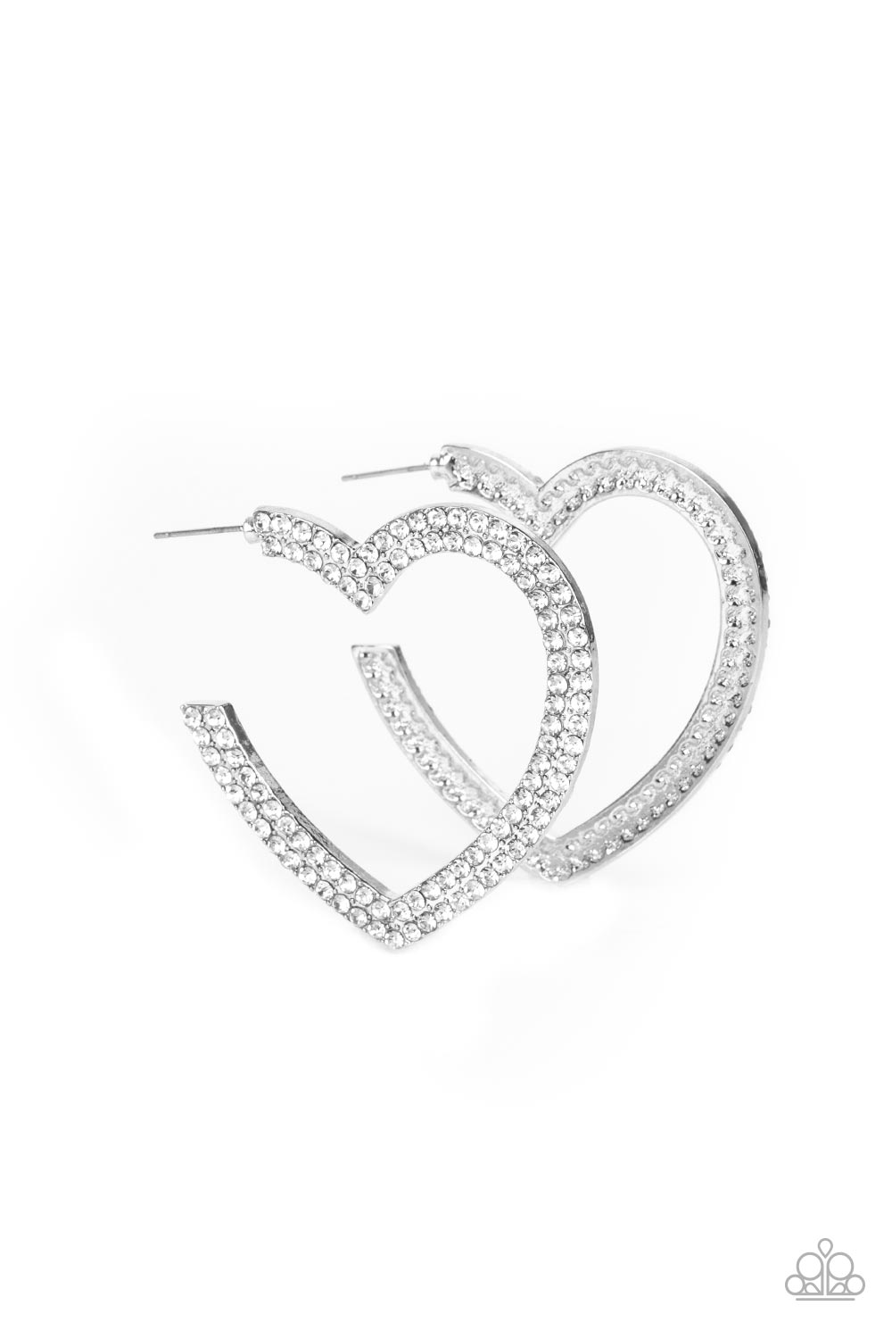 AMORE to Love Silver Heart Bling Hoops