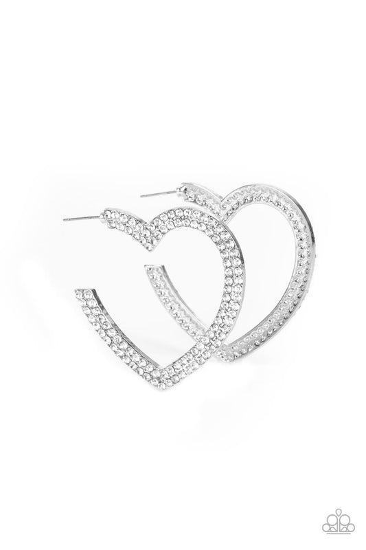 AMORE to Love Silver Heart Bling Hoops