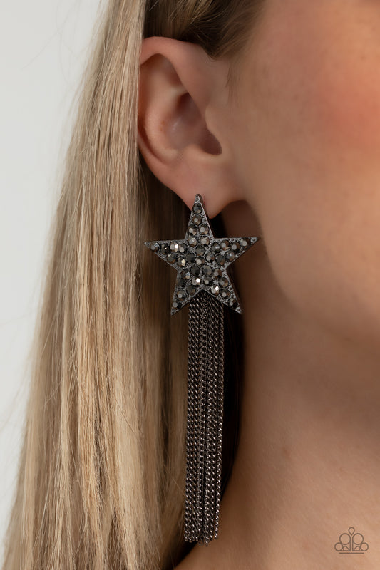 Superstar Solo Gunmetal Star Post Earrings