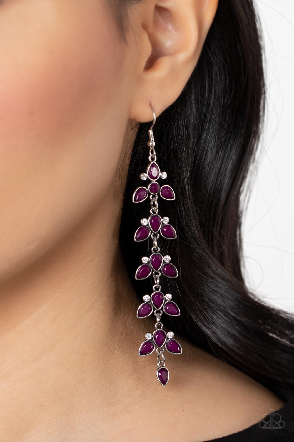 Fanciful Foliage Purple Earrings