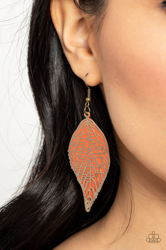 Leafy Luxury Orange Earrings