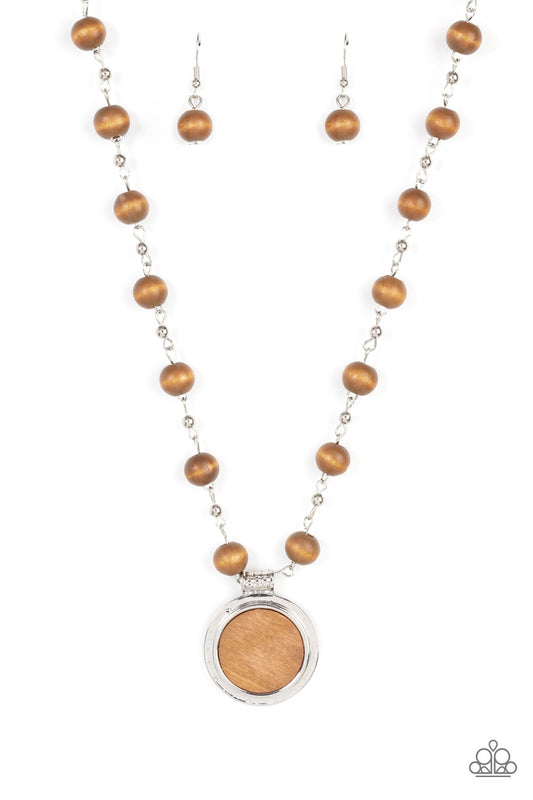 Soulful Sunrise Brown Wood Necklace