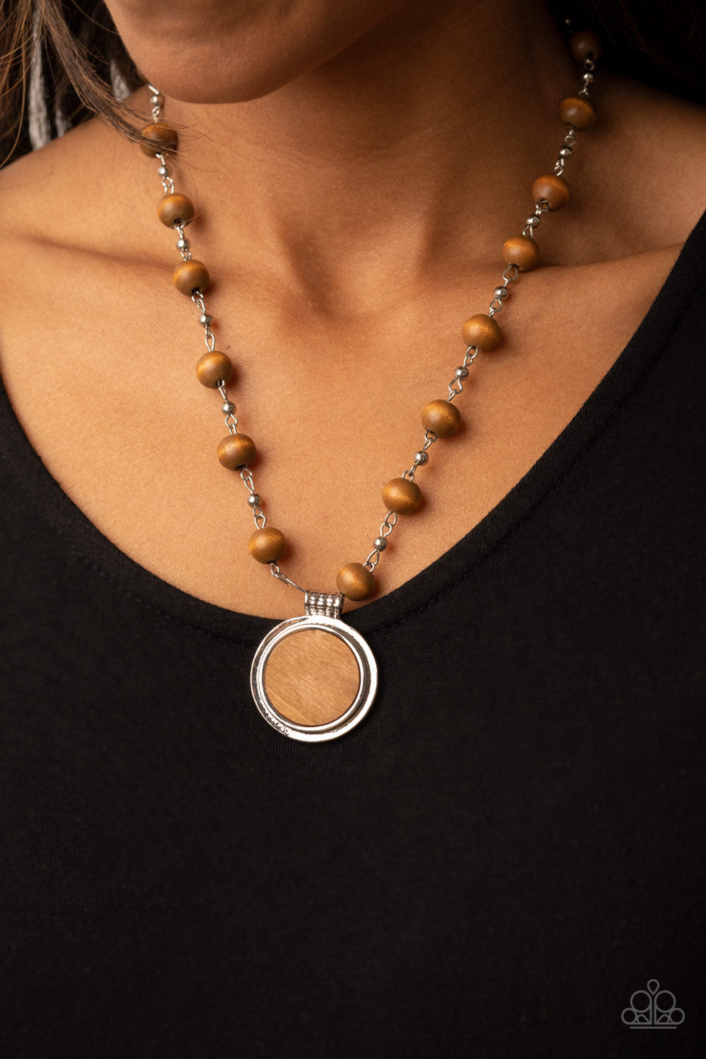 Soulful Sunrise Brown Wood Necklace