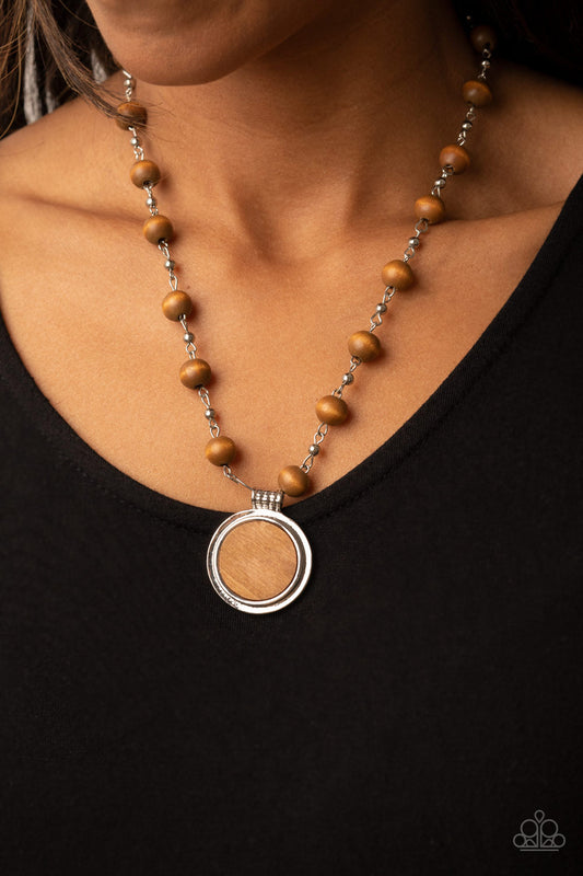 Soulful Sunrise Brown Wood Necklace