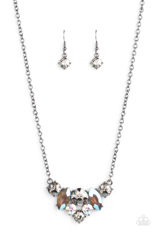 Lavishly Loaded Gunmetal Iridescent Necklace