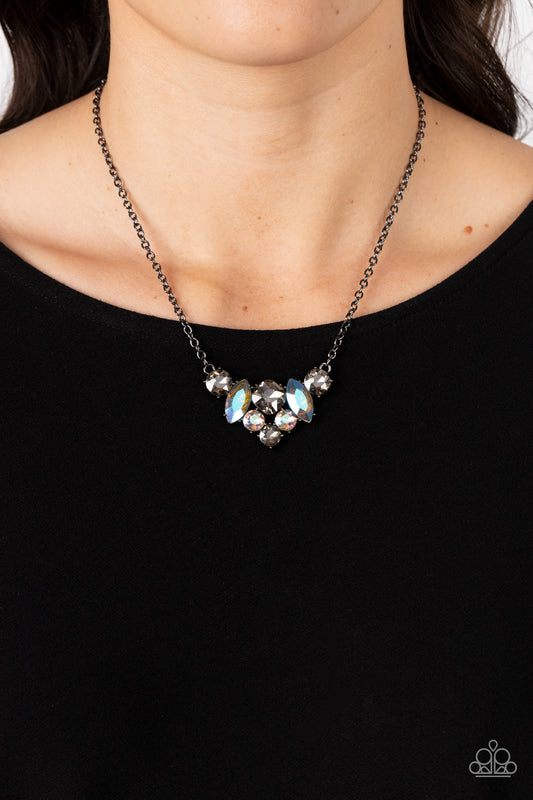 Lavishly Loaded Gunmetal Iridescent Necklace