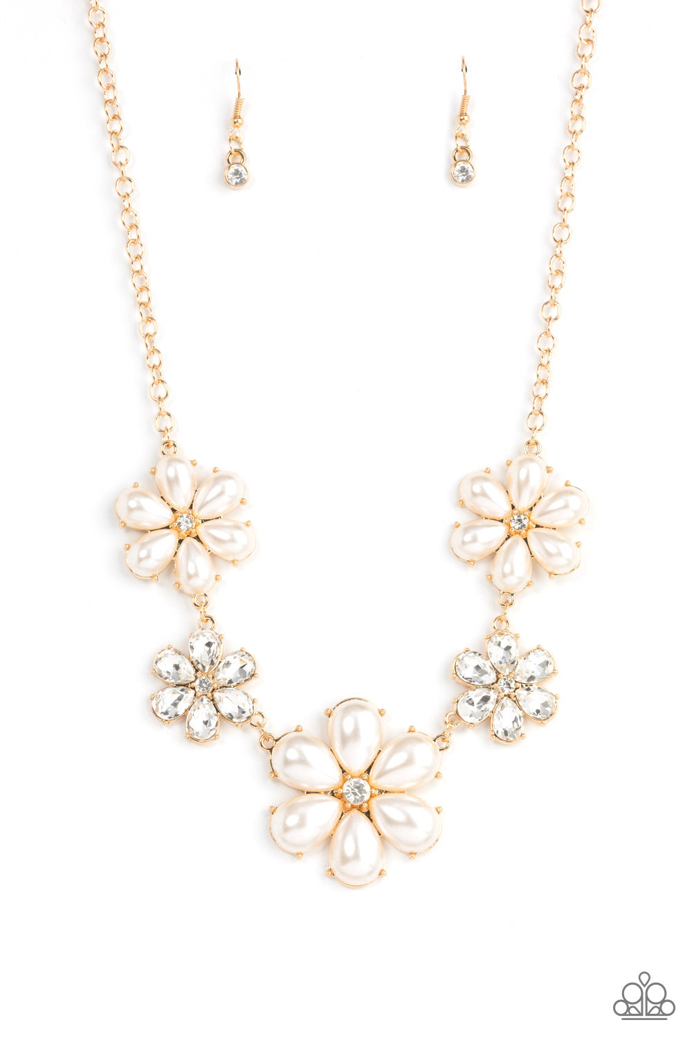 Fiercely Flowering Gold Pearl Necklace