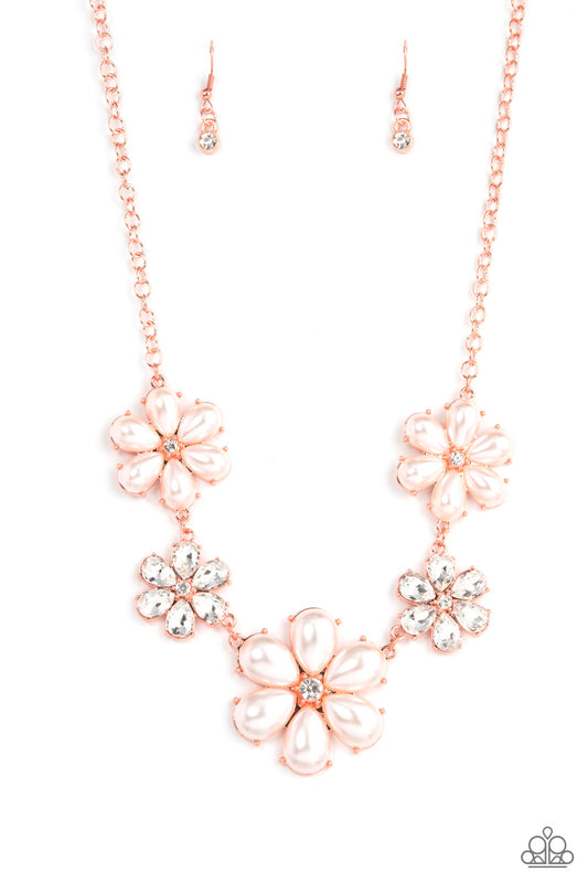 Fiercely Flowering Copper Pearl Necklace