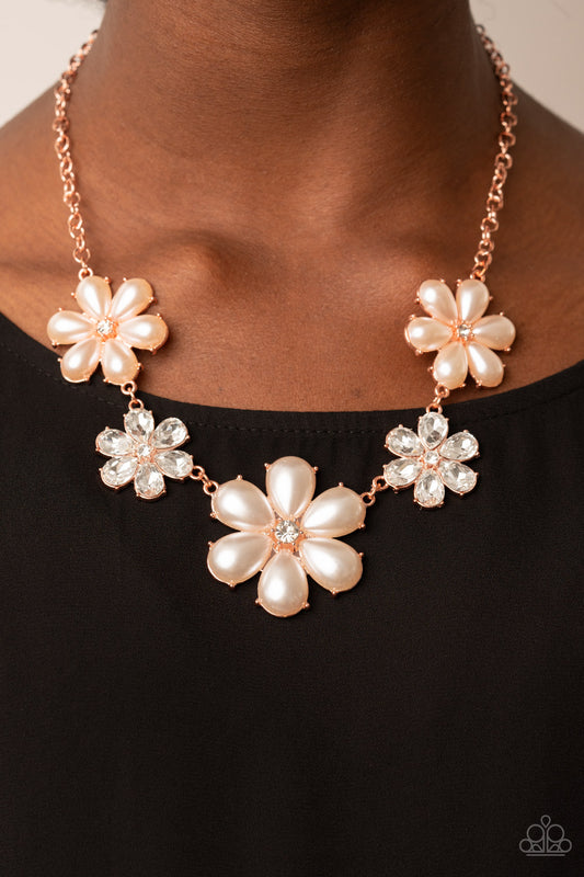 Fiercely Flowering Copper Pearl Necklace