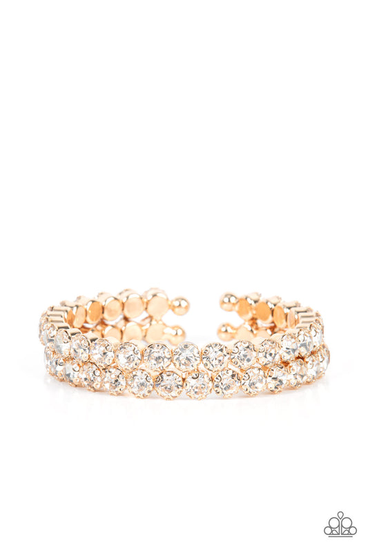 Megawatt Majesty Gold Rhinestone Cuff Bracelet