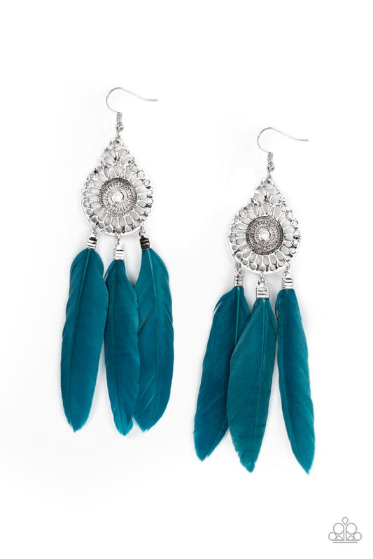 Pretty in PLUMES Blue Feather Earrings