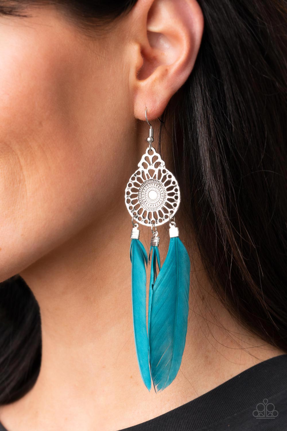 Pretty in PLUMES Blue Feather Earrings