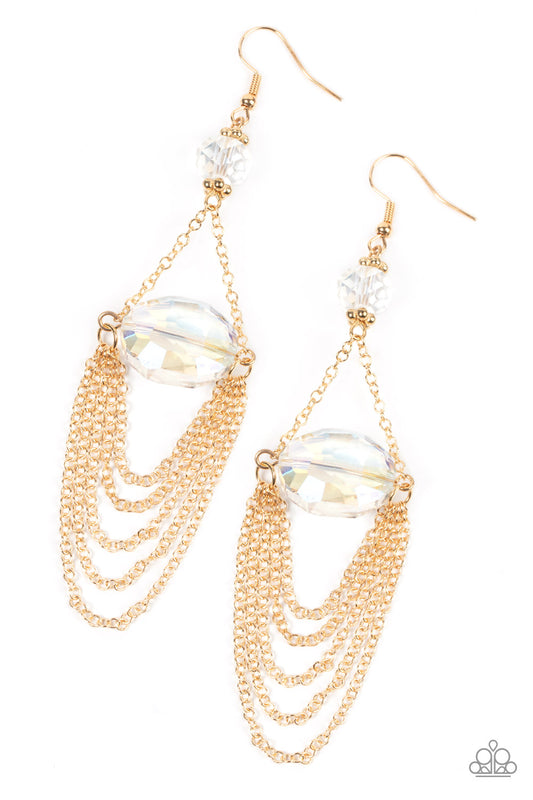 Ethereally Extravagant Gold Iridescent Earrings