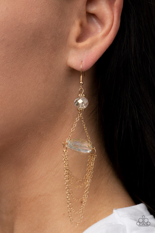 Ethereally Extravagant Gold Iridescent Earrings