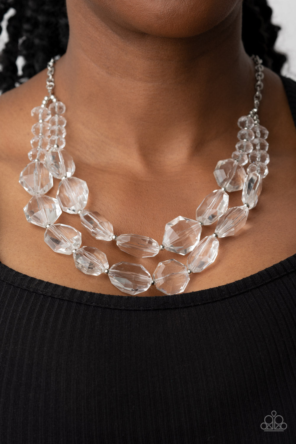 Icy Illumination White Clear Necklace