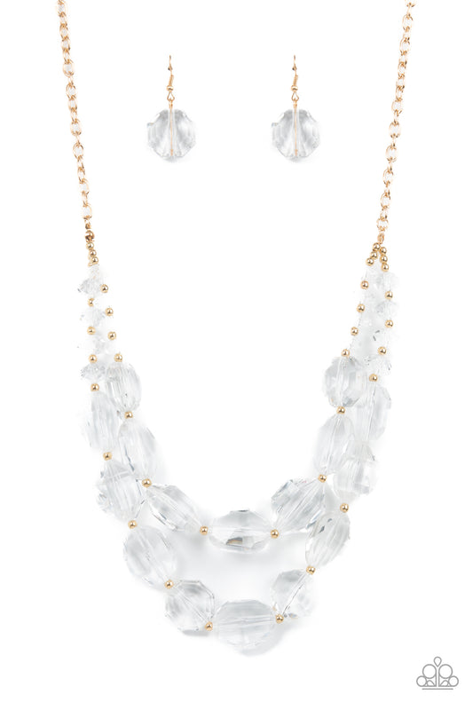 Icy Illumination Gold Clear Necklace