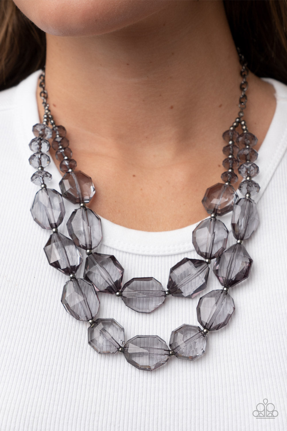 Icy Illumination Black Clear Necklace