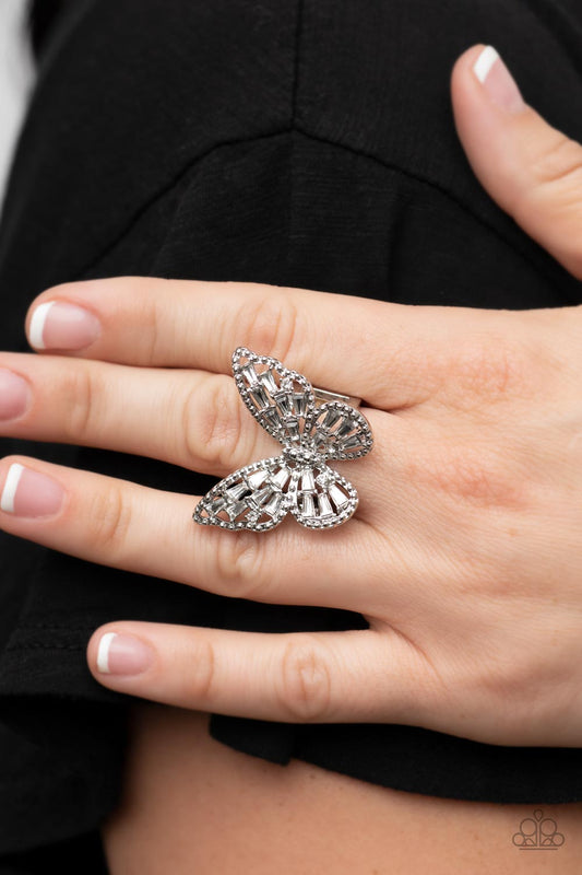 Bright-Eyed Butterfly Silver Ring