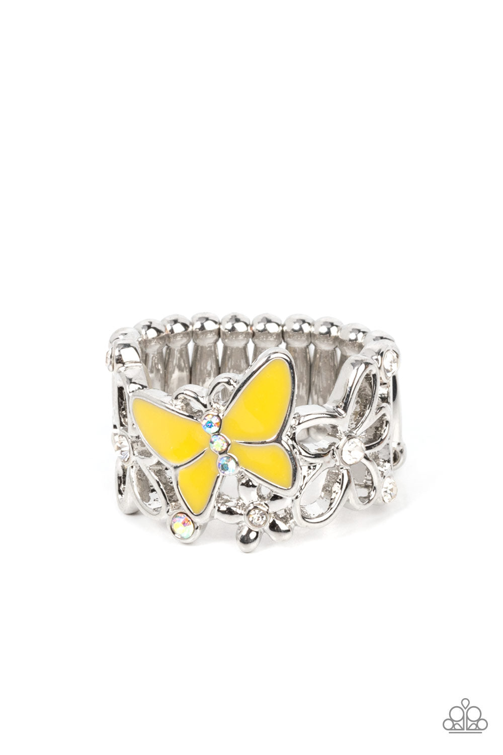 All FLUTTERED Up Yellow Iridescent Butterfly Ring