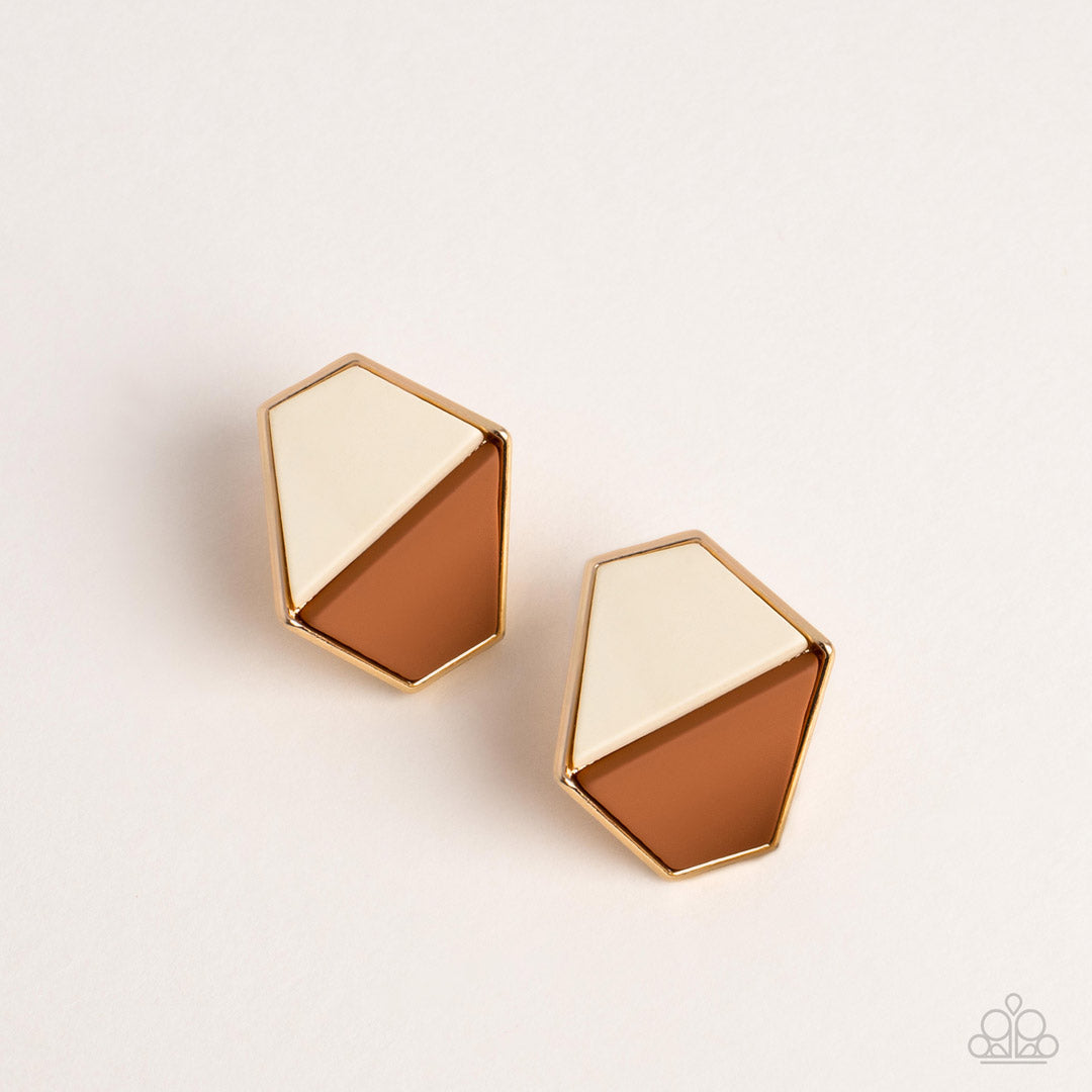 Generically Geometric Brown Earrings