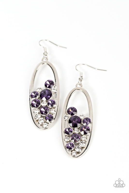 Prismatic Poker Face Purple Earrings