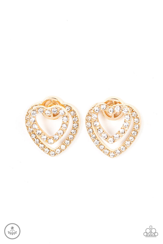 Ever Enamored Gold Heart Post Earrings