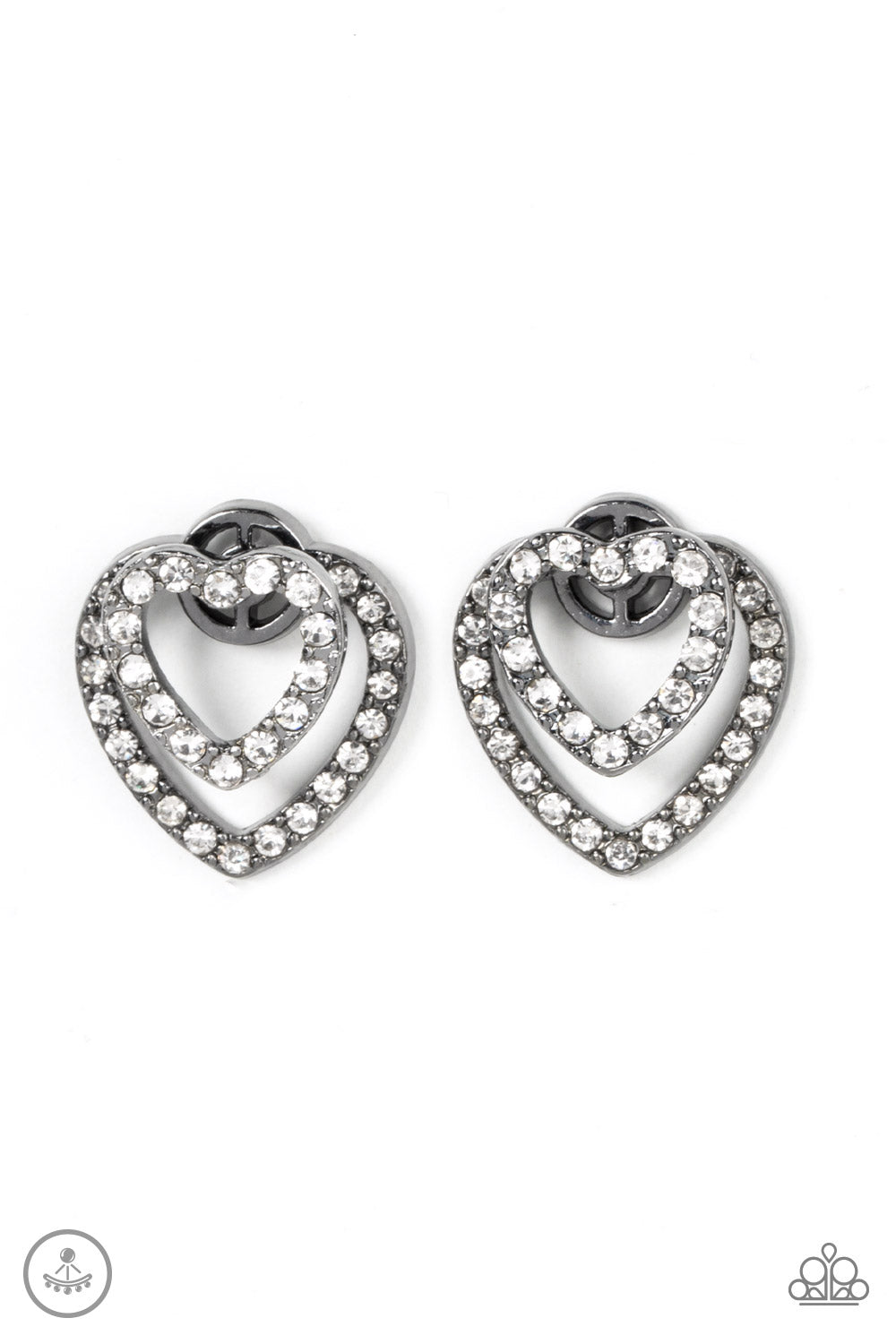 Ever Enamored Gunmetal Heart Post Earrings