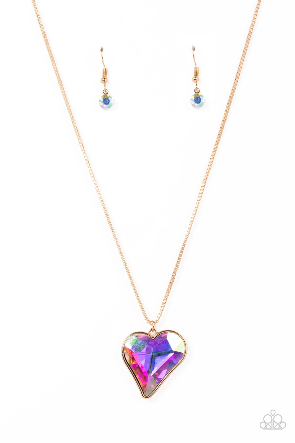 Lockdown My Heart Gold Multi Iridescent Necklace